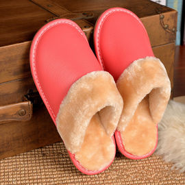 Lightweight Men'S Cold Weather Slippers Comfy PU Indoor Slides Home Shoes